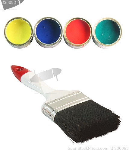 Image of paint colors and brush