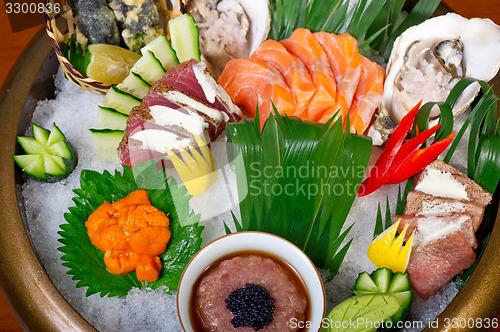 Image of fresh sushi choice combination assortment selection 