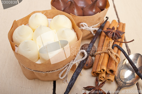 Image of chocolate vanilla and spices cream cake dessert 