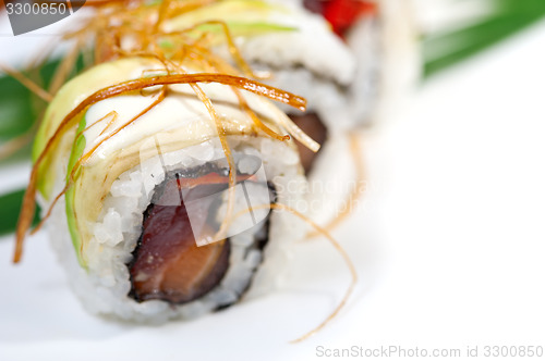 Image of fresh sushi choice combination assortment selection 