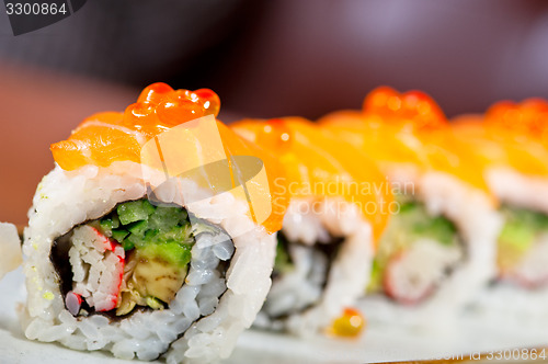 Image of fresh sushi choice combination assortment selection 