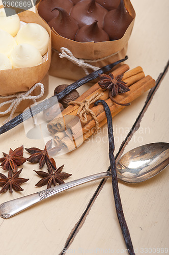 Image of chocolate vanilla and spices cream cake dessert 