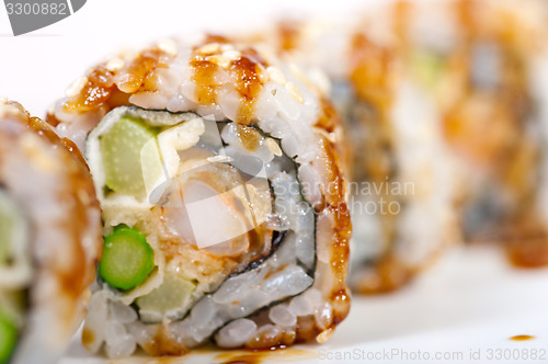 Image of fresh sushi choice combination assortment selection 