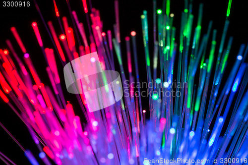 Image of optical fibres abstract blurred technology background