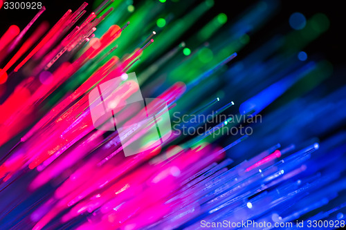 Image of optical fibres abstract blurred technology background