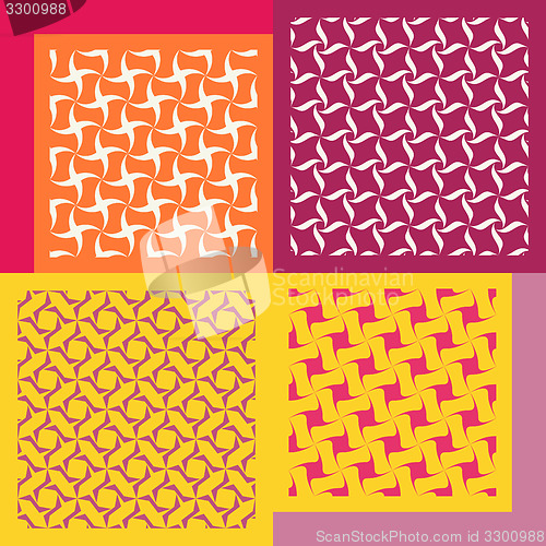 Image of Set of four seamless patterns. Vintage geometric ornaments. 