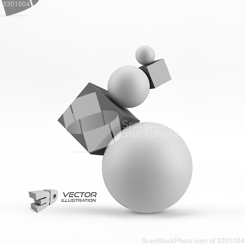 Image of Composition of 3d geometric shapes. Vector Illustration.  