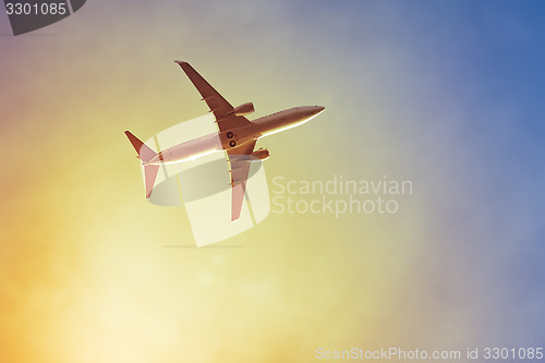 Image of plane sunset