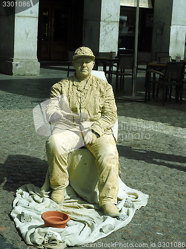 Image of editorial live human statue Plaza Mayor Madrid Spain