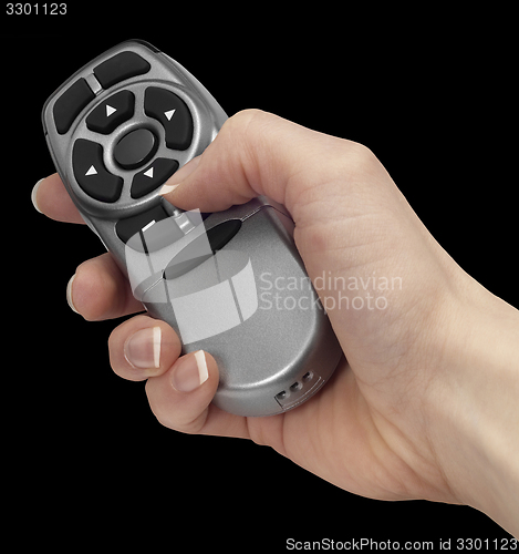 Image of hand and remote control