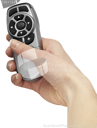 Image of hand and remote control