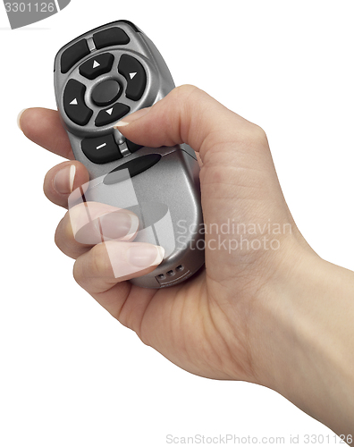 Image of hand and remote control