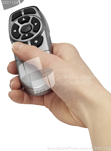Image of hand and remote control