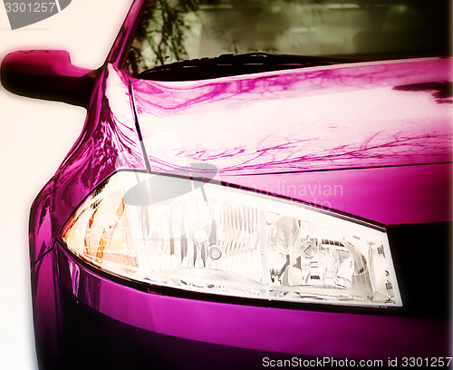 Image of Pink Sport Car - Front side, half