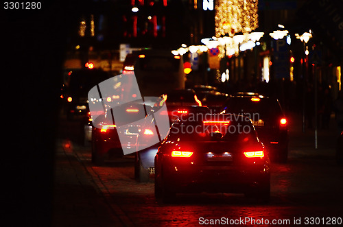 Image of  traffic of cars in the night city