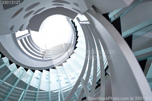 Image of modern glass spiral staircase