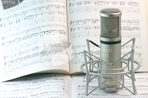 Image of notes and microphone