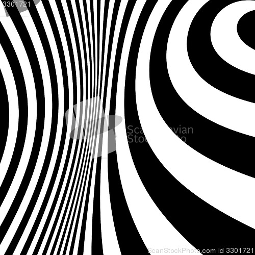 Image of Pattern with optical illusion. Black and white background. 