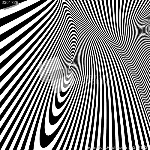 Image of Pattern with optical illusion. Black and white background. 