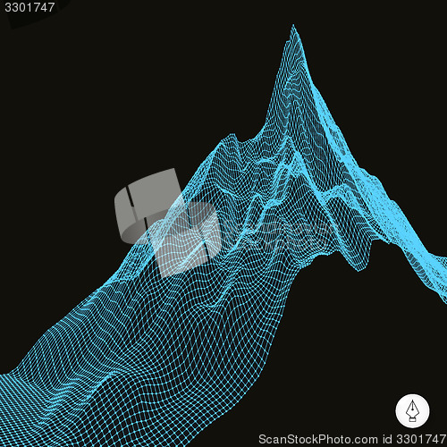 Image of Abstract landscape background. Cyberspace grid. 