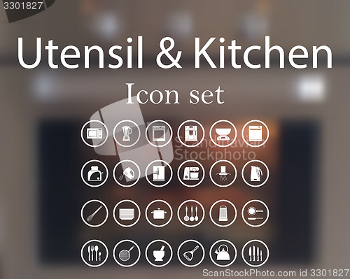 Image of Utensil and kitchen icon set
