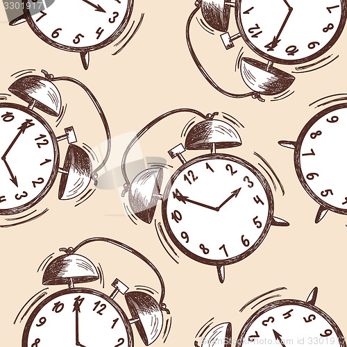 Image of Alarm clock sketch seamless pattern