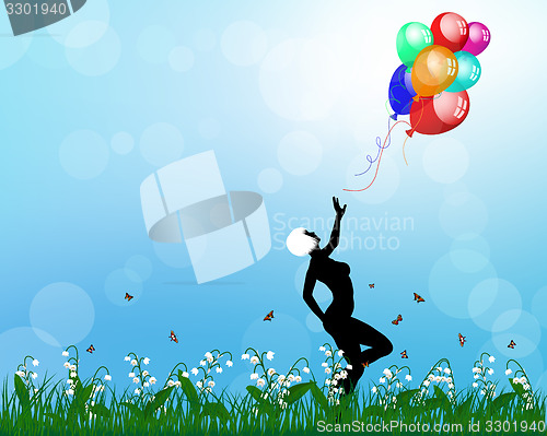 Image of Lady playing with balloons