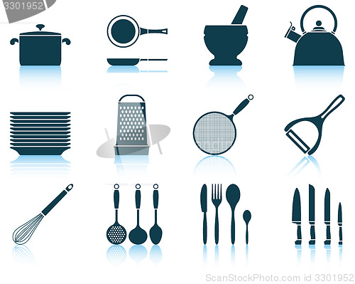 Image of Set kitchen utensil icon