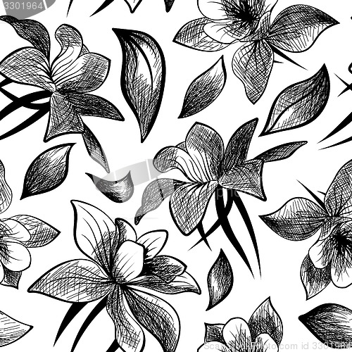 Image of Doodle floral seamless vector pattern