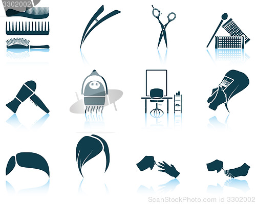 Image of Set of hairdresser icon