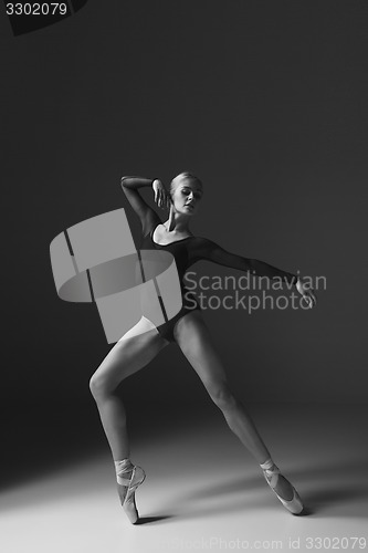 Image of Young beautiful modern style dancer posing on a studio background