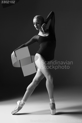 Image of Young beautiful modern style dancer posing on a studio background