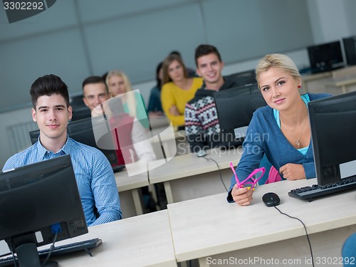 Image of students group in computer lab classroom