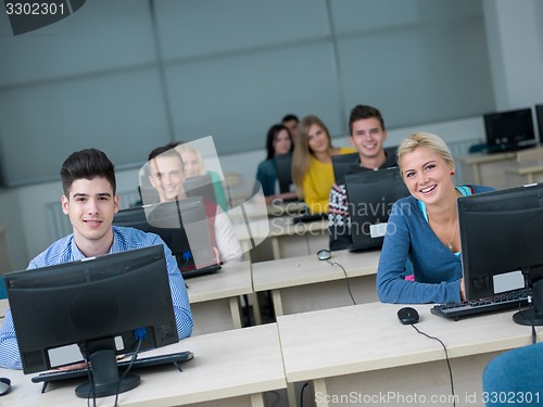 Image of students group in computer lab classroom