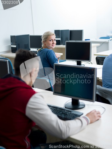 Image of students group in computer lab classroom