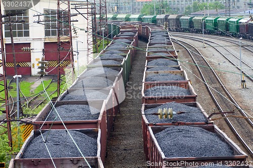 Image of Freight train with color cargo containers