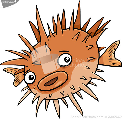 Image of blowfish fish cartoon illustration