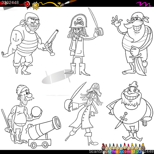 Image of fantasy pirates cartoon coloring page