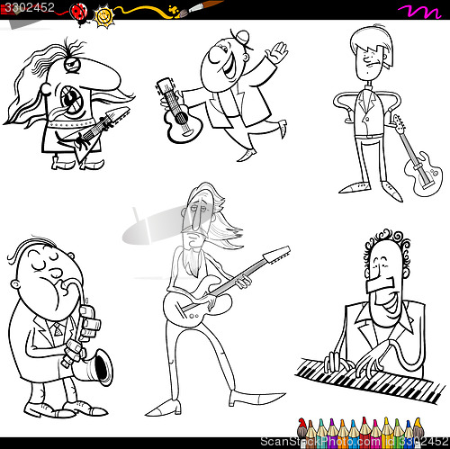 Image of musicians cartoon coloring page