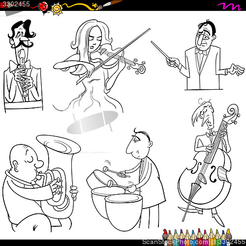 Image of musicians cartoon coloring page