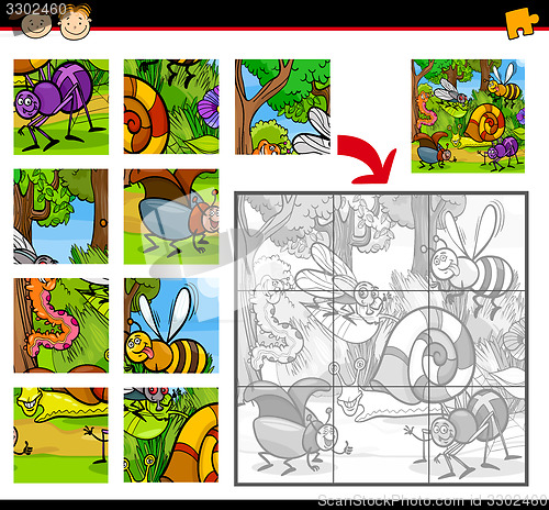 Image of cartoon insects jigsaw puzzle game