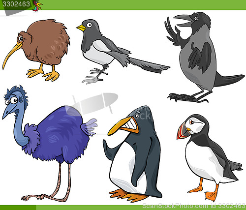 Image of birds cartoon set illustration