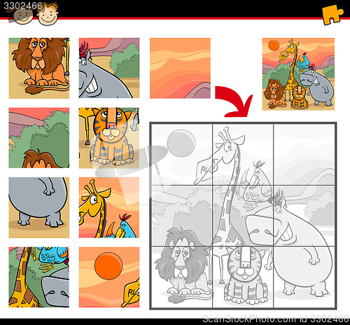 Image of cartoon safari animals jigsaw game