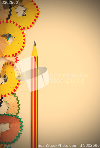 Image of pencil and colored shavings