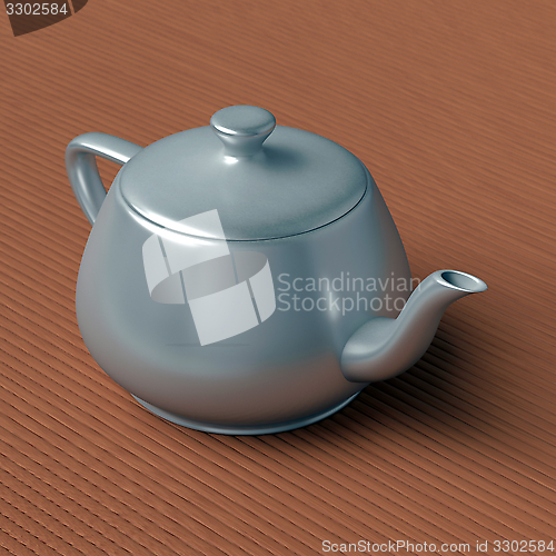 Image of teapot on a bamboo mat