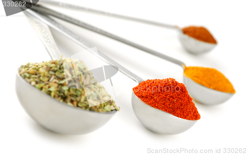 Image of Spices in measuring spoons