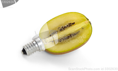 Image of Kiwi lightbulb, concept of green energy