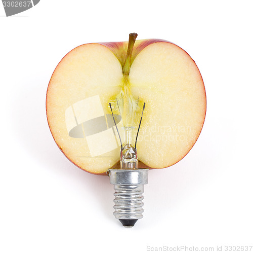 Image of Apple lightbulb, concept of green energy