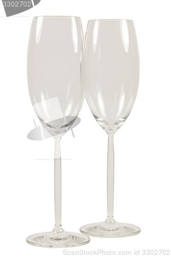 Image of Two empty champagner glasses isolated on White background