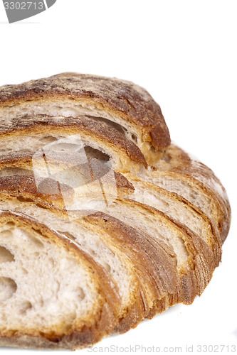 Image of tasty fresh baked bread bun baguette natural food